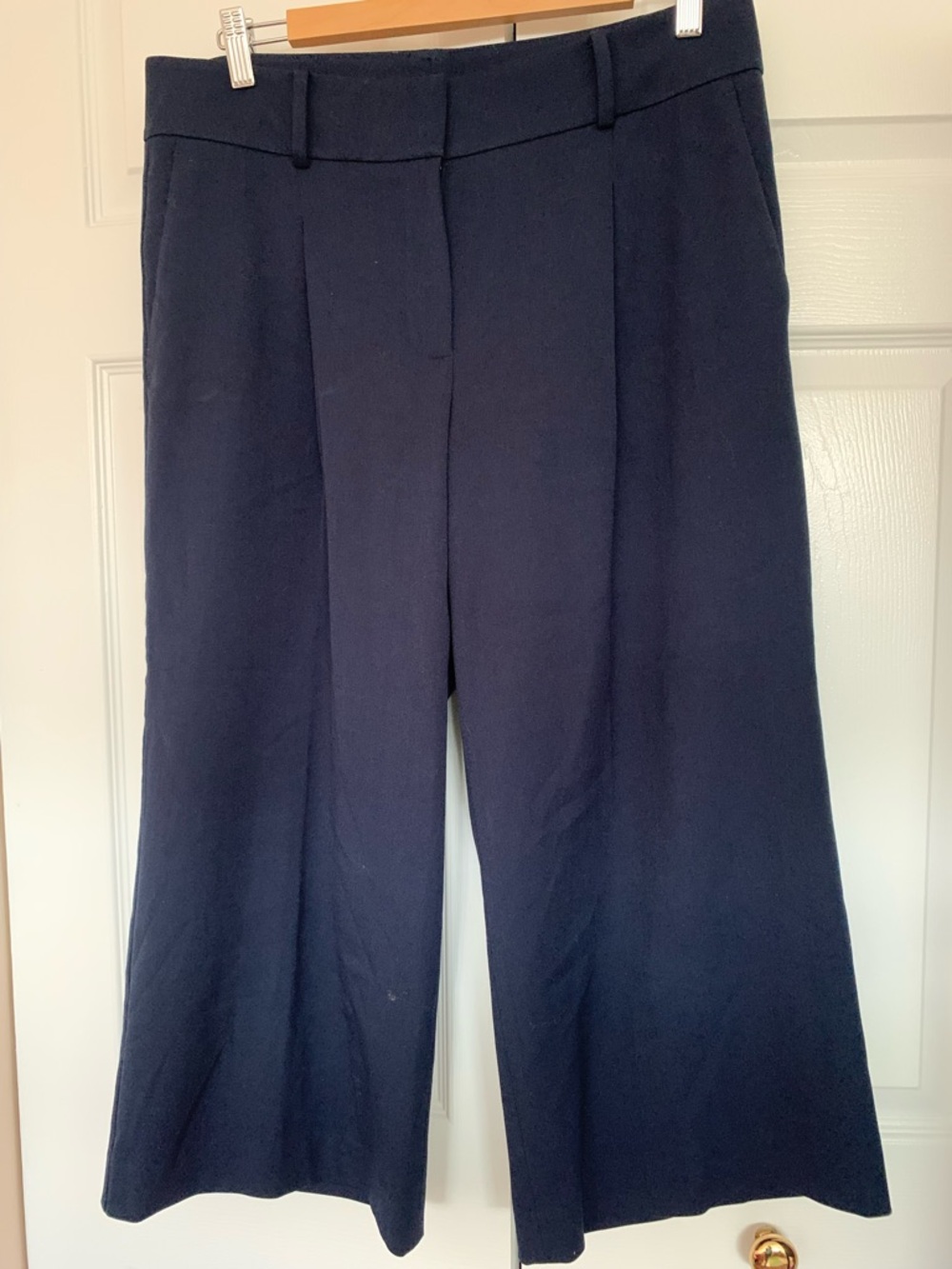 Ann Taylor Factory Navy Wide-Leg Cropped Pants - Petite